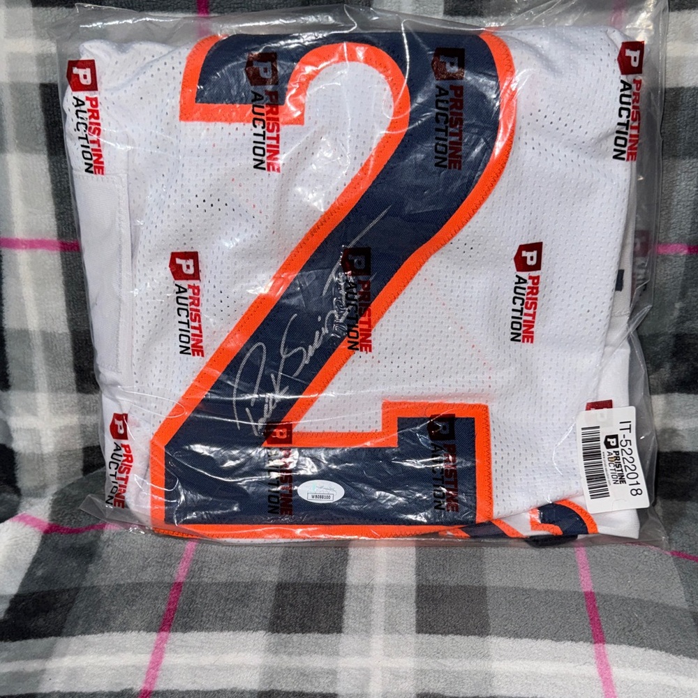 Men's White and Navy Jersey with Orange Accents